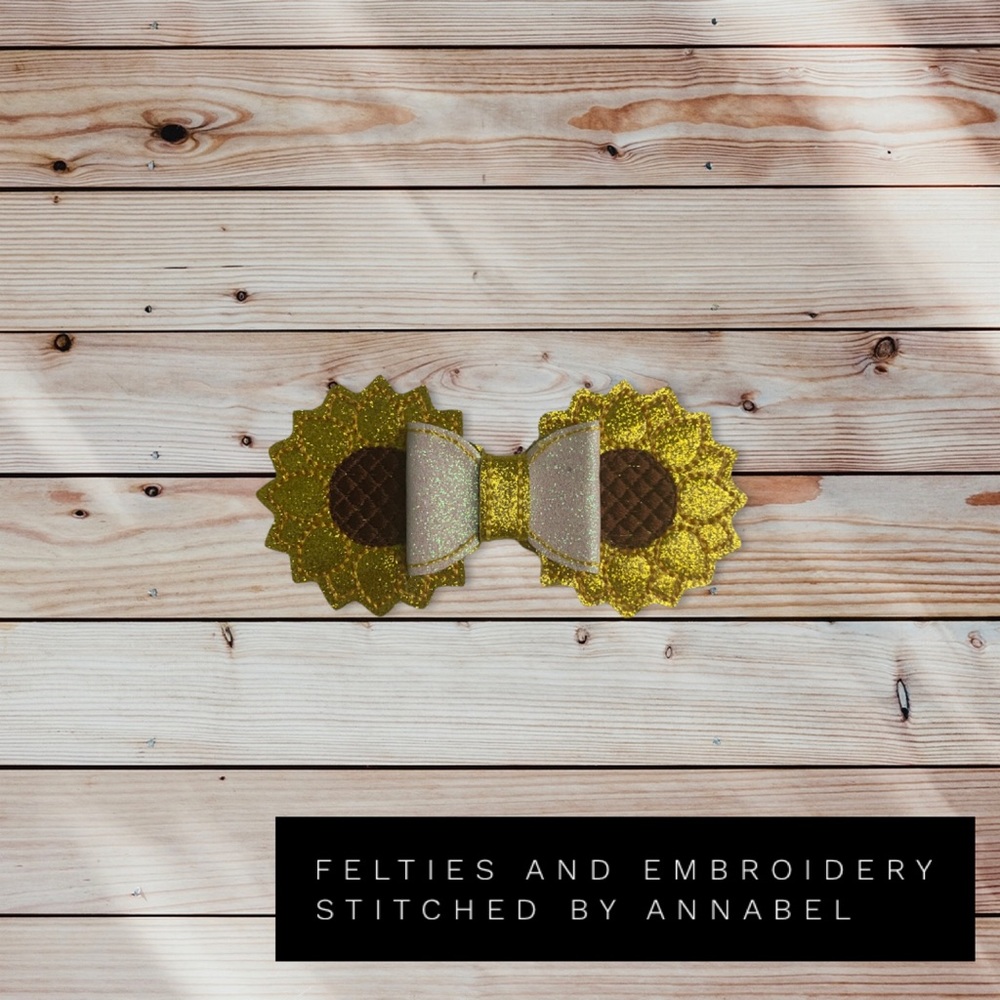 New sunflower bow hair clip